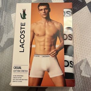 BRAND NEW, UNOPENED, Lacoste Casual Cotton Stretch Boxers size medium navy blue